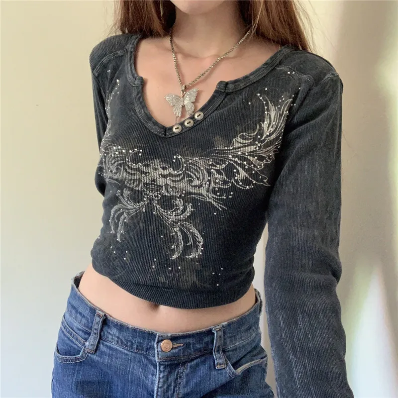Retro Y2k Crop Tshirts Vintage Harajuku 