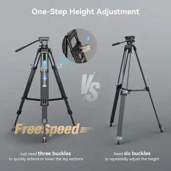 Small Rig One-Step Height Adjust AD-80 FreeBlazer Heavy-Duty Tripod System Video Tripod with Fluid Head 4163 detail image