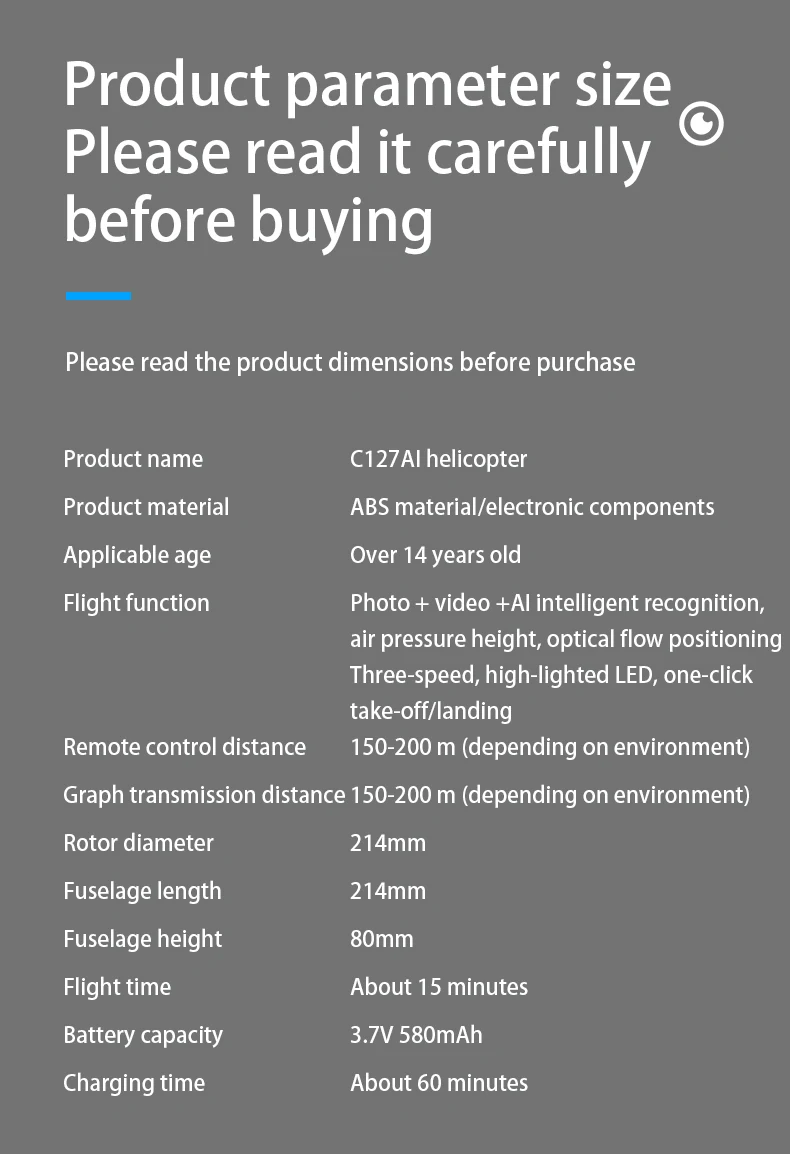New Coming HOSHI RC ERA C127AI 2.4G 6-Axis Gyro Brushless Motor Optical Flow Localization RC Helicopter Toy RTF Update C127 C128