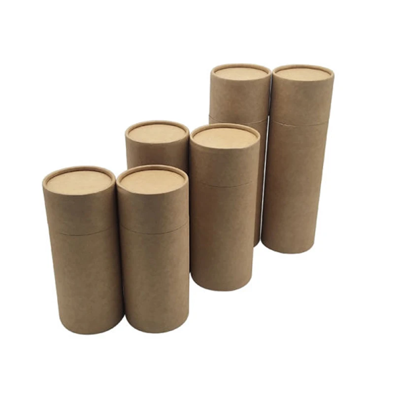 TubePaper Kraft Cardboard Brown Paper Cylinder Boxes Custom Box for Bath Salt Bottle Packaging Tubes
