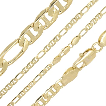 Wholesale chain 14k gold copper flash jewelry Plated chain bracelet necklace
