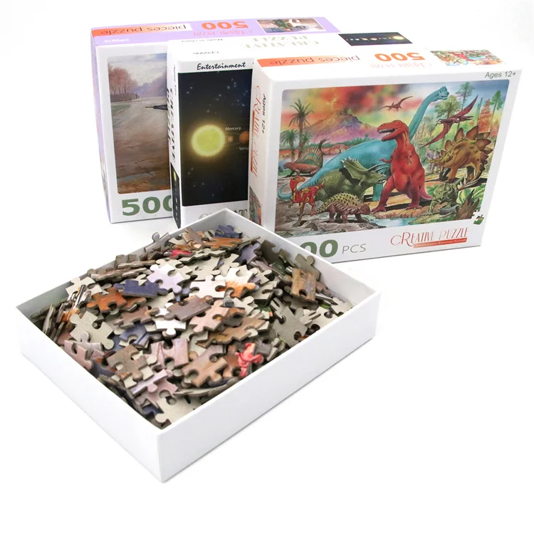 Customized 500 Piece Jigsaw Puzzle Printer Custom Logo Puzzle Box Game