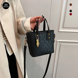 Solid Color Diamond Grid Tas Selempang Pu Fashion Hand Bags Crossbody Bag Women