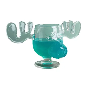 Factory wholesale hand blow new design elk shape  glass cup for Christmas