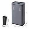 Cubo de basura con tapa abatible 25L+25L Gris grafito