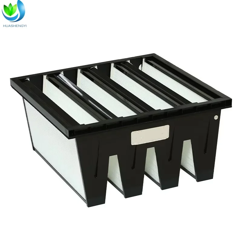 New Plastic Frame H14 V-Type ABS Hepa Filter Clapboard Air Filter Box High-Efficiency Box Filter Medium Efficiency Bag Filter