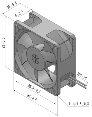 Two Ball Bearing, 92x92x38mm, Axial, 12V/24V/28V, PBT - detail 2