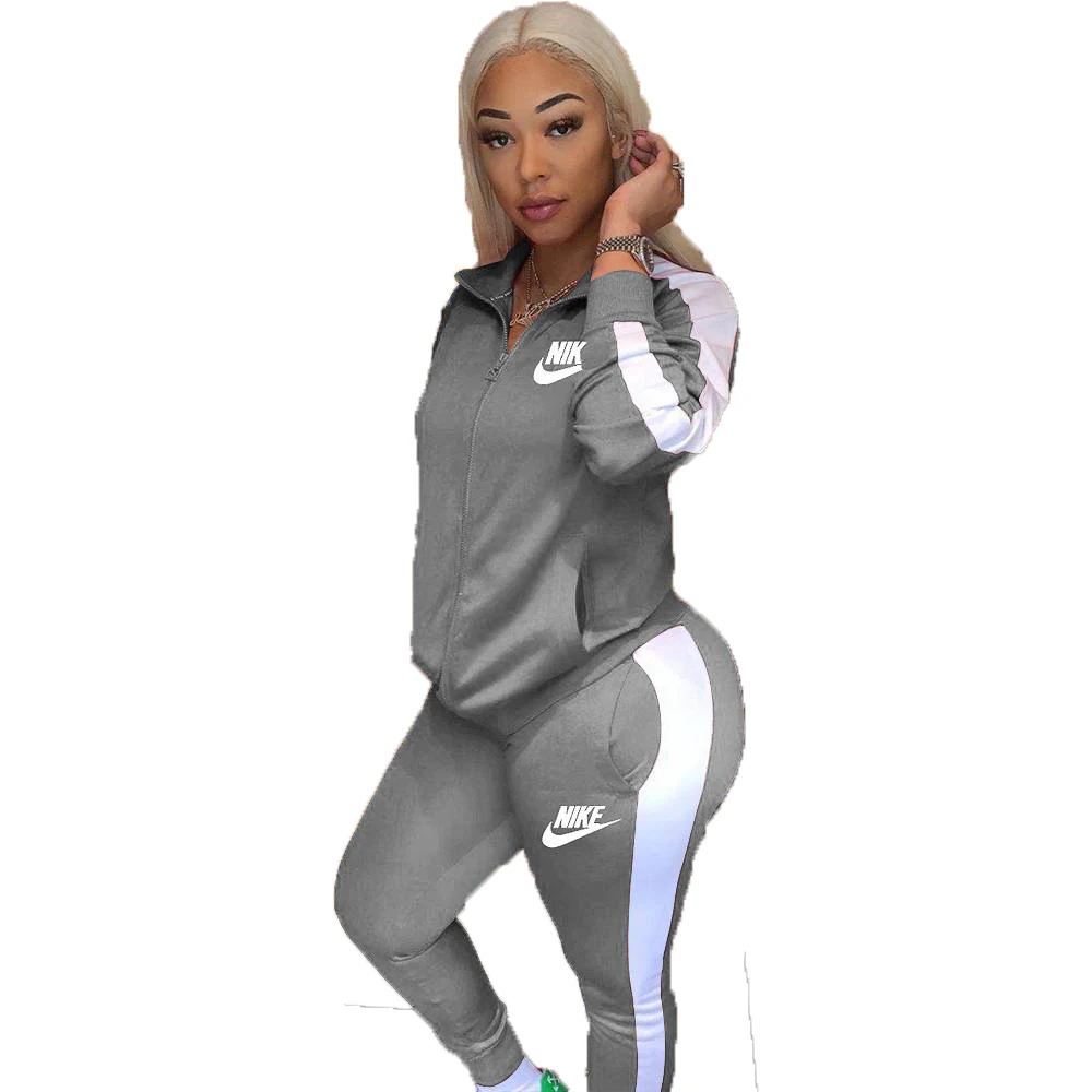 Женский спортивный костюм Nike из 2 предметов, дышащая Спортивная одежда на молнии для спортзала и фитнеса, Осень-зима 2021