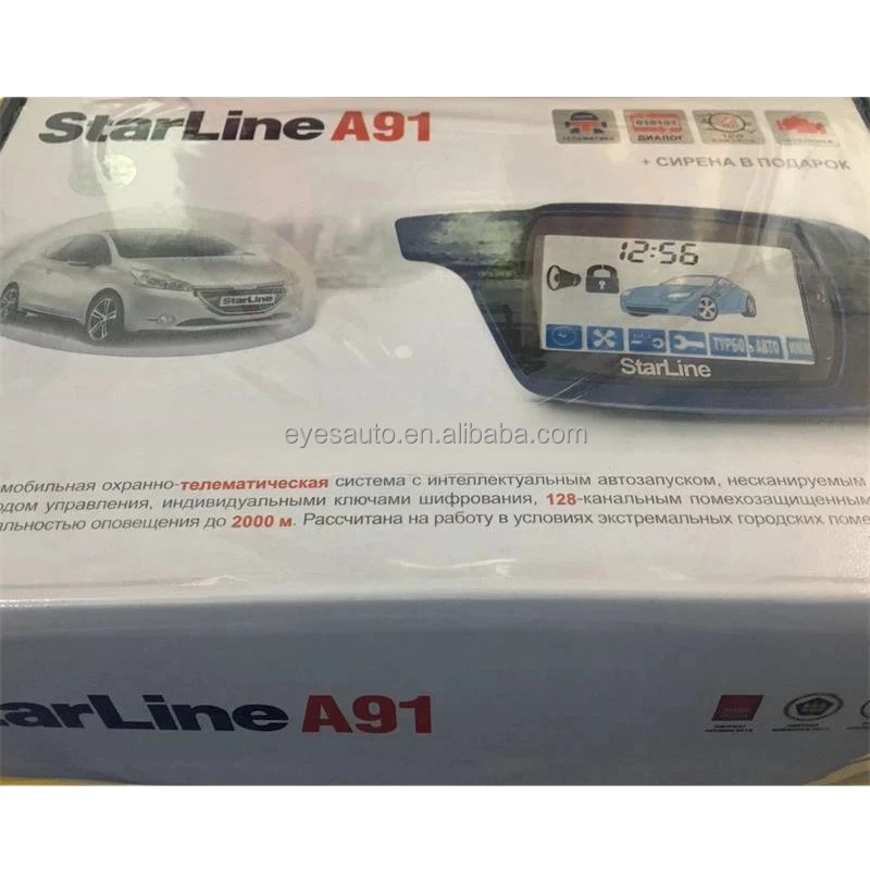 Car Security Kit Russian Version LCD Monitor Remote Control Two Way Car Alarm System for Star Line A91