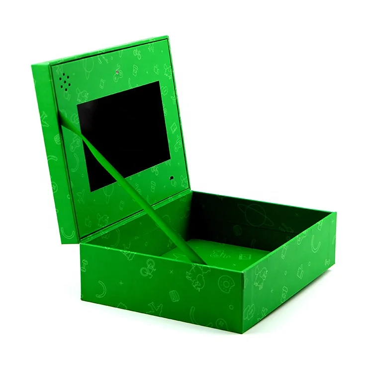 Изготовленным на заказ логосом магнитная бумага подарочная коробка 7-дюймовый ЖК-дисплей для отображения рекламных видео-подарочная коробка