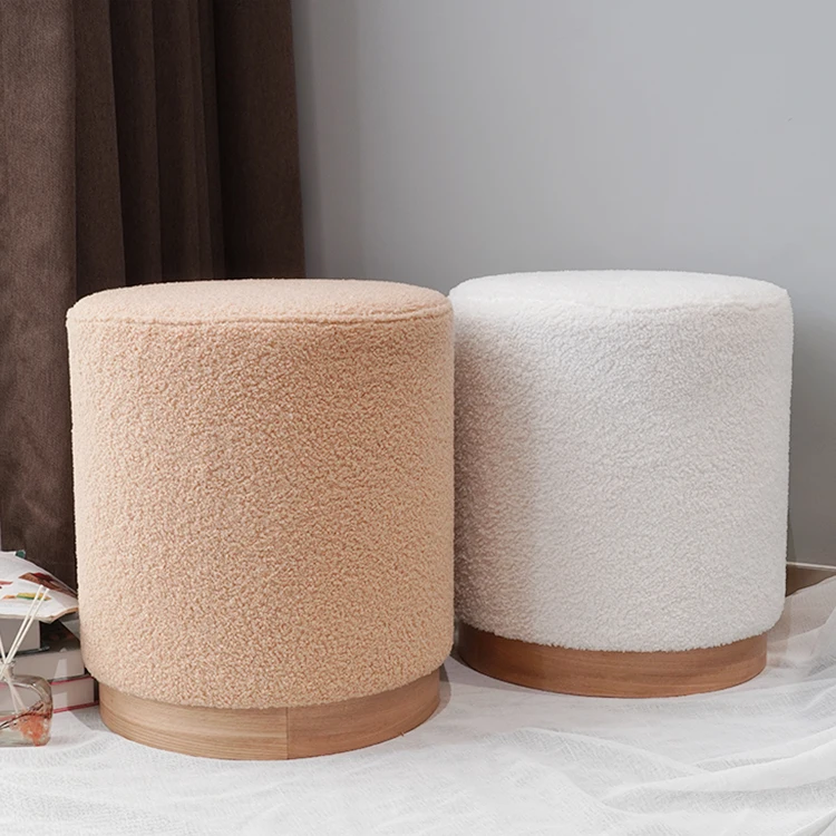 HStex Velvet Stool Tufted Soft Ottoman Round Stool Pouffe Ottoman Footstool Chair Foot Stool Pouf