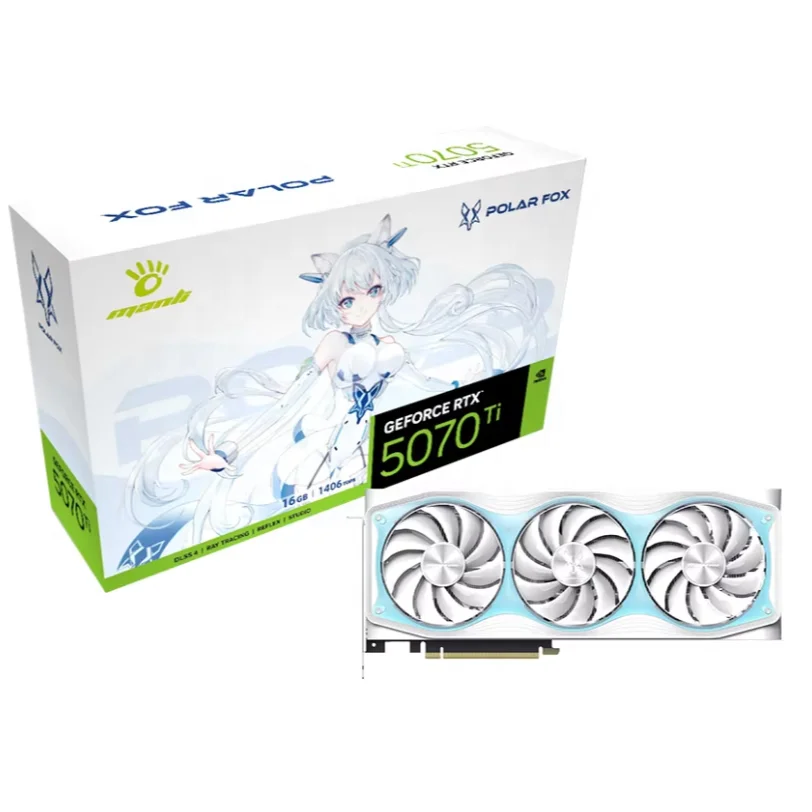 Manli Polar Fox GeForce RTX 5070 Ti OC アニメ GPU 16GB GDDR7