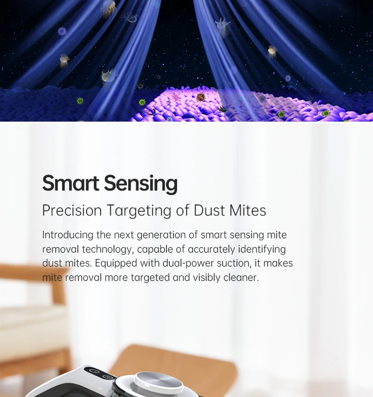 Dibea 2024 New Design Negative Ion Mite Remover Handheld Uv Mattress