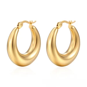 14K Gold Plated Thick Triple Hoop Earrings, Hypoallergenic Fashionable Thick Hoop Earrings, Exquisite Jewelry Gift for Women