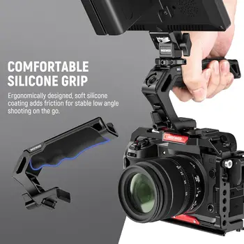 NEEWER Top Handle and NATO Rail Kit, Comfort Silicone Grip with Quick Release NATO Clamp, 3 Cold Shoes and 1/4" 3/8" ARRI detail image