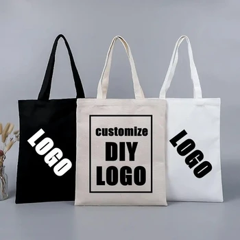 Custom 12oz Organic Recyclable Plain Cotton Shopping Tote Bag Canvas Tote Bag With Custom Printed Logo