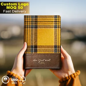 New Arrivals Luxury A5 Fabric Covered Journals Customized High Quality Office Plaid Fabric Hardcover Checked Meeting Notebook