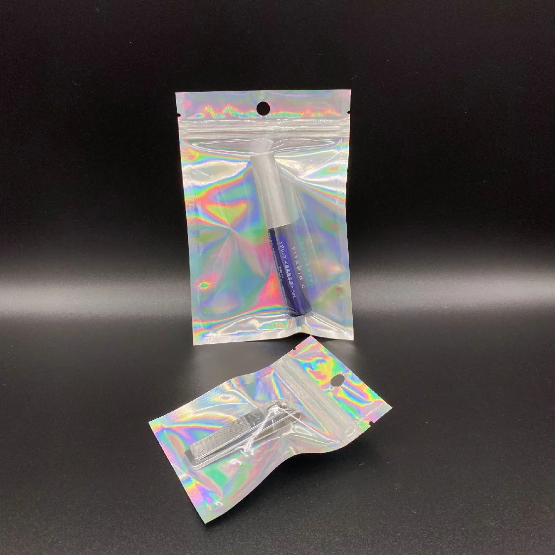 Moq 100 шт. печатная голографическая фольга Ziplock для упаковки пищевых продуктов пластиковые голограммные майларовые пакеты с застежкой-молнией