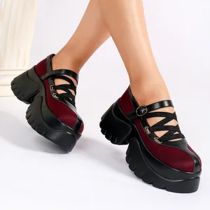 3726-4 Women Fashionable Casual Shoes Round Toe Loafers with Thick Soled Platform Height Increasing Cushioning for All Seasons