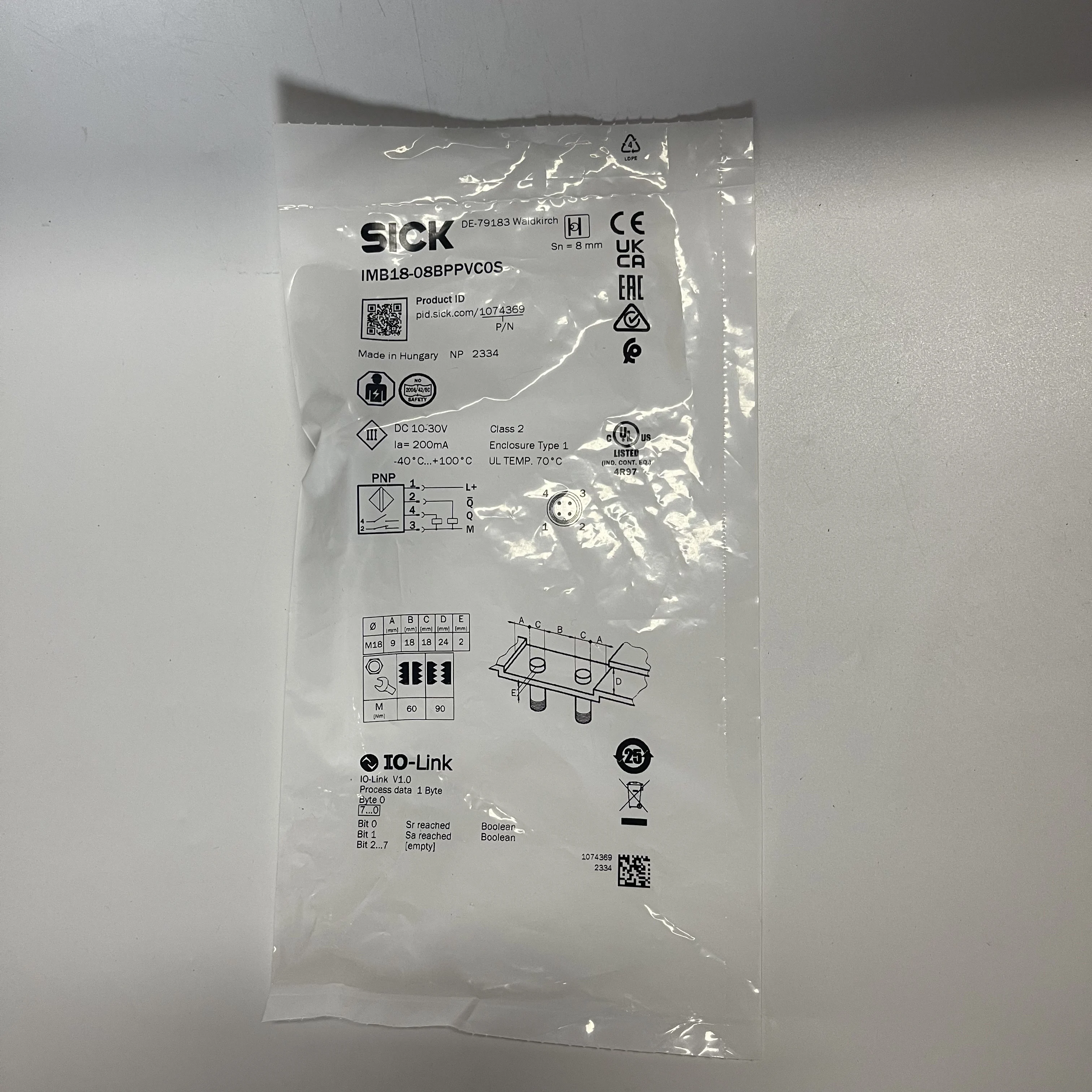 SICK Inductive Proximity Sensor IMB18-08BPPVC0S