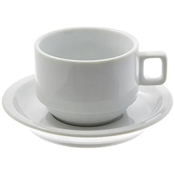 Custom Logo Ceramic Coffee Cup Set Print Porcelain Stackable Espresso Cups with Saucers and Metal Stand