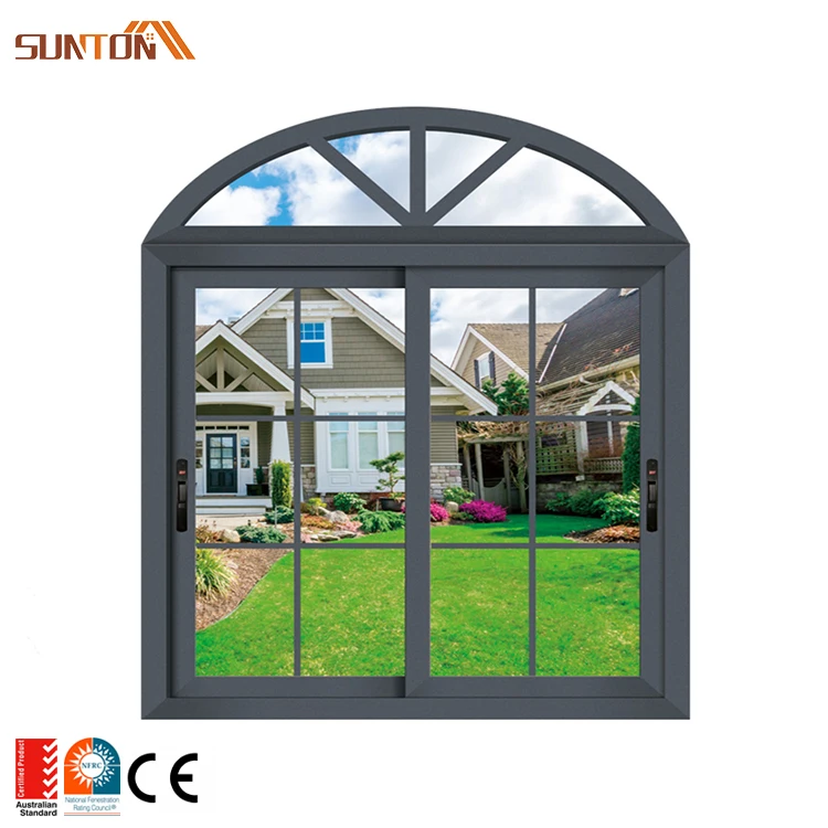 Factory Prices Custom Semi Arch Top Metal Swing windows Design Modern House Large Aluminium Frame Glass Arched Casement Window