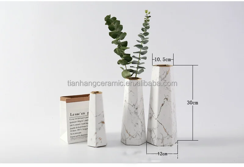  Wholesale modern living room wedding decorative porcelain flower pot Golden edge green and white ceramic vase for home decor.jpg