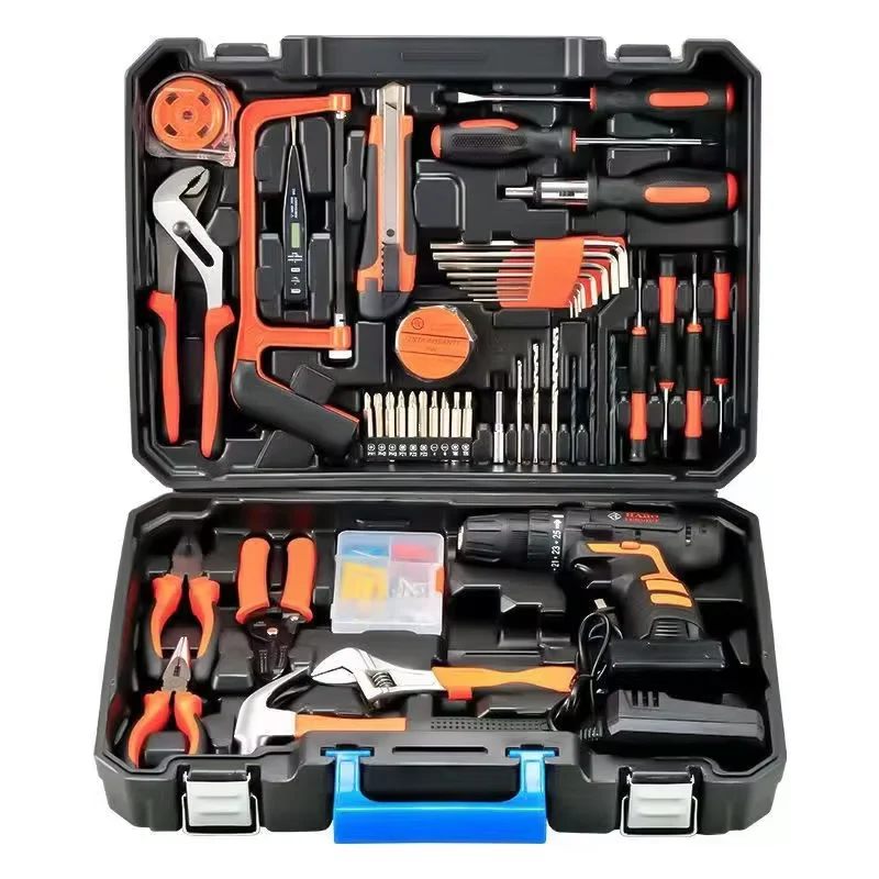 100 Piece Metal Hand Tool Set for Home Repair Mult Outils With Ratchet Bit Customizable for Mechanics Machine Use OEM Supported