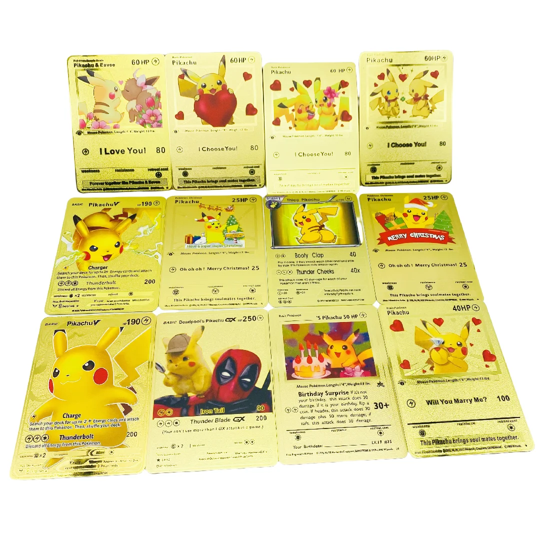 Gold Metal Rainbow Pikachu Vmax Charizard Poke Mon Cards Gold Metal Rainbow Pikachu Vmax Charizard Poke Mon Cards