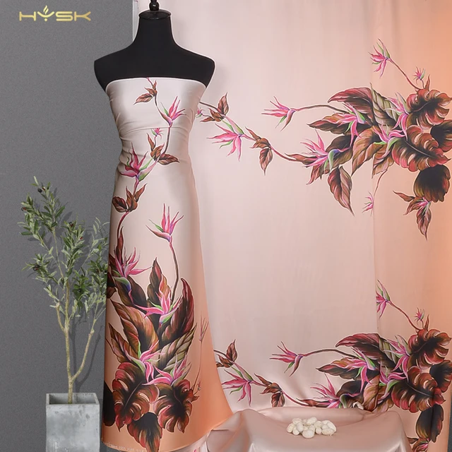 OEM Custom Printed Pure natural Silk Fabric Digital Soft Floral Clothing Customized Print Screen Prints Satin 100 Silk Fabrics