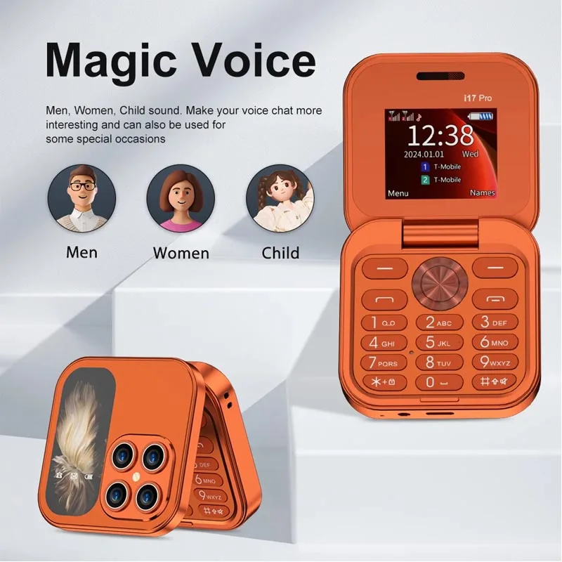 Fresh Release i17 Pro Mini Flip Celular GSM 2 SIM Card Speed Dial