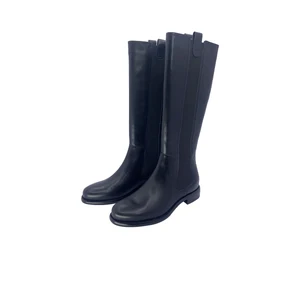 Hot Snow Boots Top Layer Cow Leather Leather Winter Plush Warm Long Tube High Boots Fashion Black Women's Boots