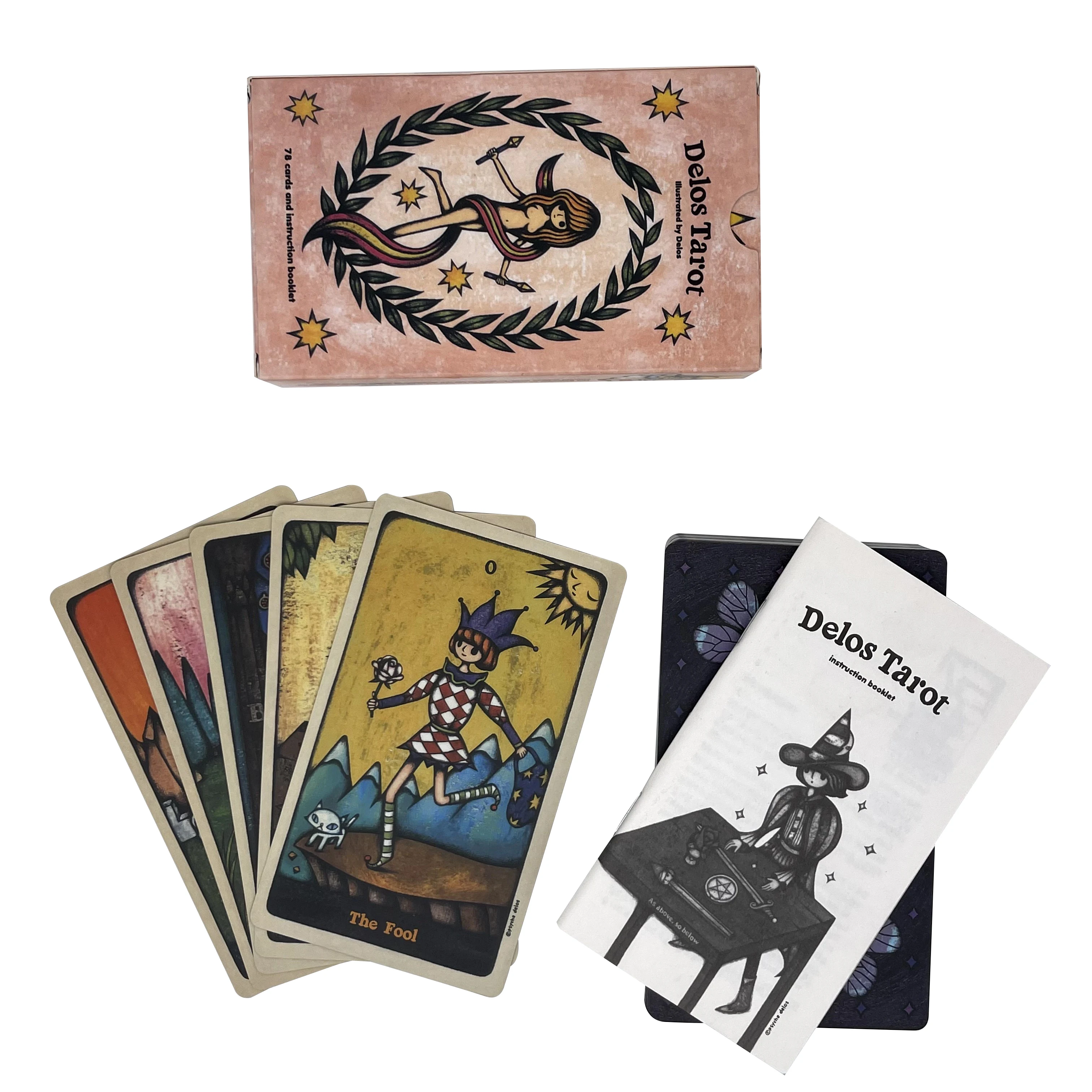 Высокое качество полосы розовый смешной пользовательский Таро карта печать с Tuck Box