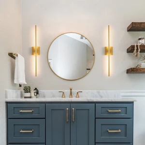 Brushed Gold LED Wall Sconces Interior Bedside Decoration Lighting Modern Linear Minimalist Decor Strip LED Wall Lamp for Home