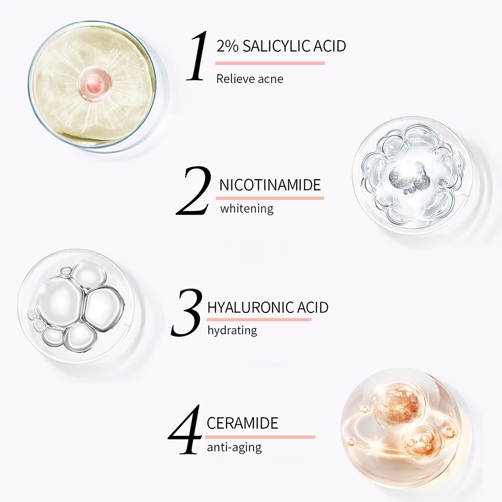 Private Label 4 in 1 Exfoliating Lightening Men Women Oily Skin Face Wash Acne Treatment Hydrating Deep Cleansing Foam Mousse