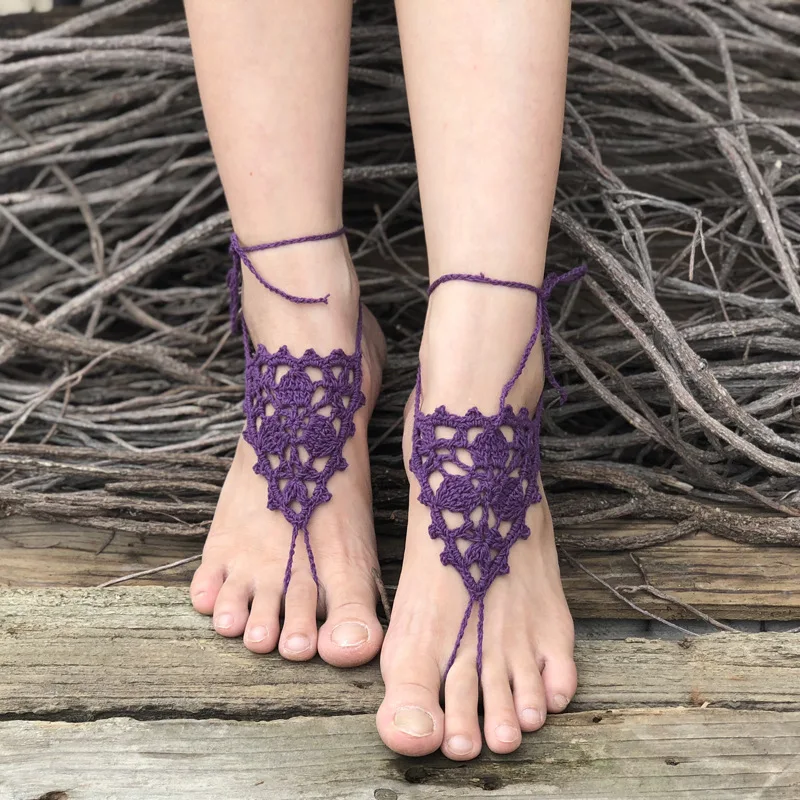 Crochet Barefoot Sandals, Lace Shoes, Foot Accessory for Women