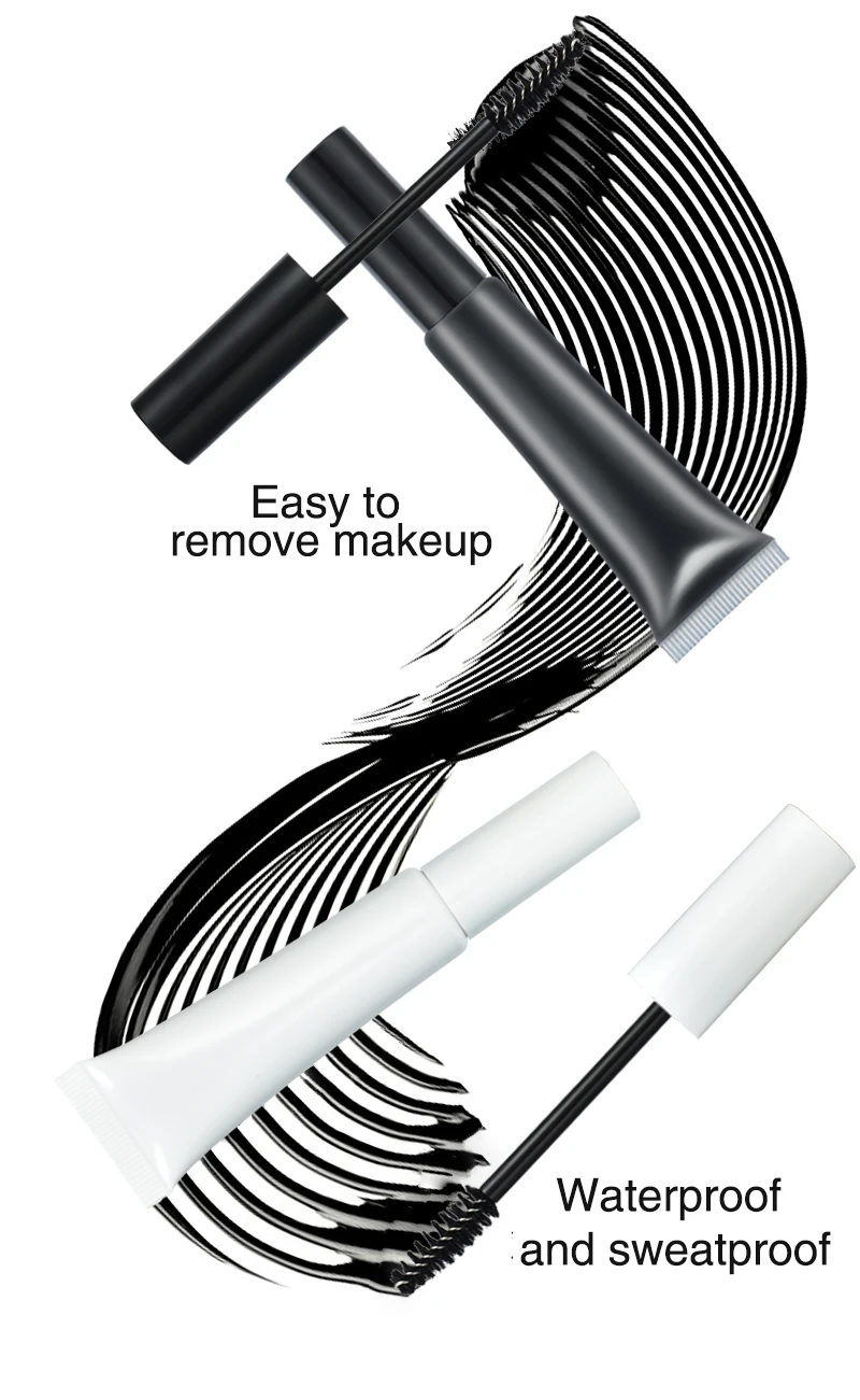 Lash Mascaras White Squeeze Tube Custom Logo Waterproof Lasting Black
