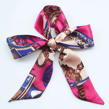 Women Dressing Satin Polyester Slender Twill Narrow Scarves Light Weight Summer Scarf Under 1 Doller Small Size for Bags