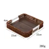 Square deep color wooden tray trumpet-22*22*4cm