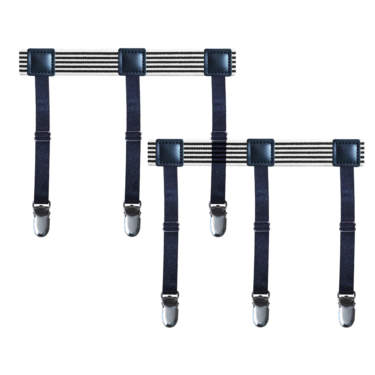 High Quality Non-slip Duckbill Clip Black and White Strip Garter Belt  Elastic Men's Shirt Stays Garter Suspenders for Men| Alibaba.com