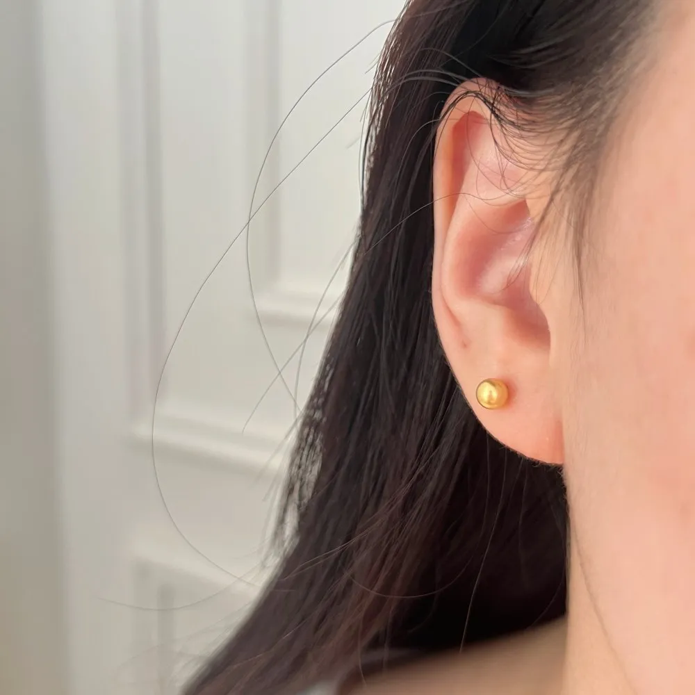 KAKODIY Simple Design Boutique Jewelry 18K Electroplated Frosted Surface 925 Sterling Silver 5 * 5mm Beaded Stud Earrings Women Earrings detail 2
