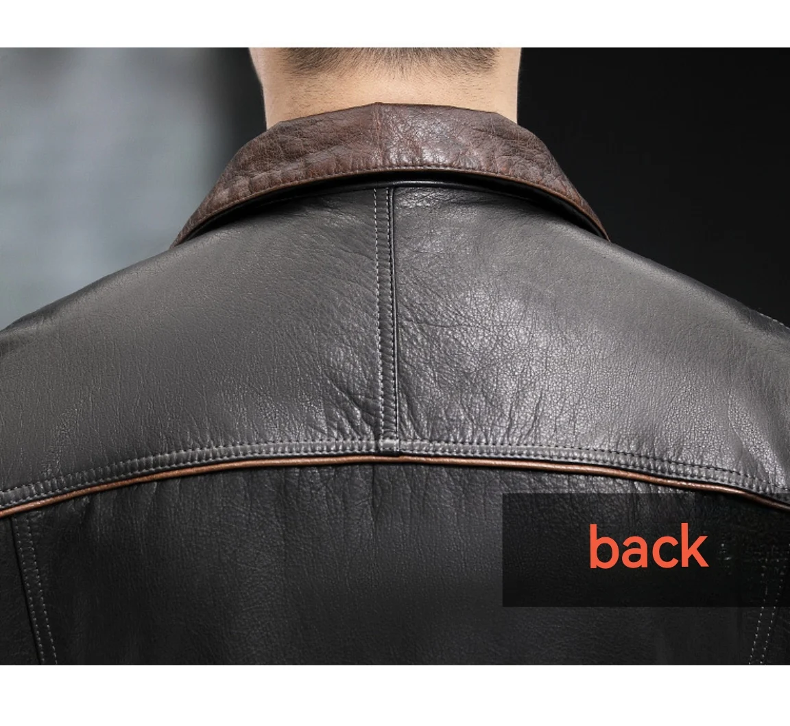 Vintage Men's Leather Bomber Jacket Warm Winter Biker Coat_voghion.com