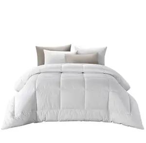 Pure White 100% Cotton Hotel Quilt with Microfiber Filling Eco-Friendly and Hypoallergenic All-Season Use