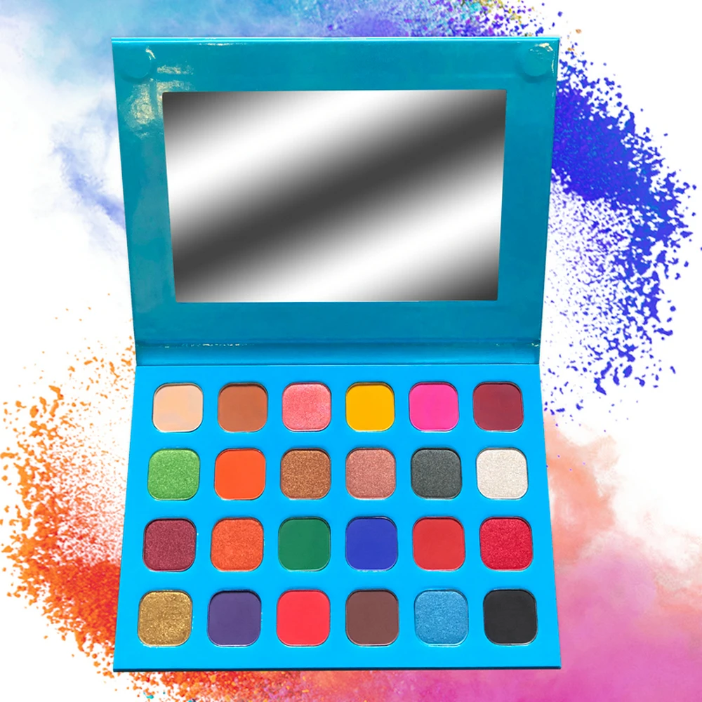 24 цвета морской узор синяя сковорода матовое стекло с перламутровым эффектом Палетка теней для век частная метка макияж палитра