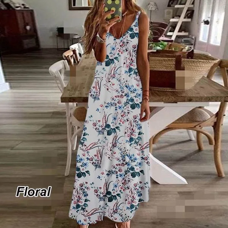 Dress Fashion Deep V Neck Beach Sleeveless Spaghetti Strap Floral Women  Casual Maxi Dress Coldker - Buy Spaghetti Strap Dress,V Neck Dress,Maxi  Dress