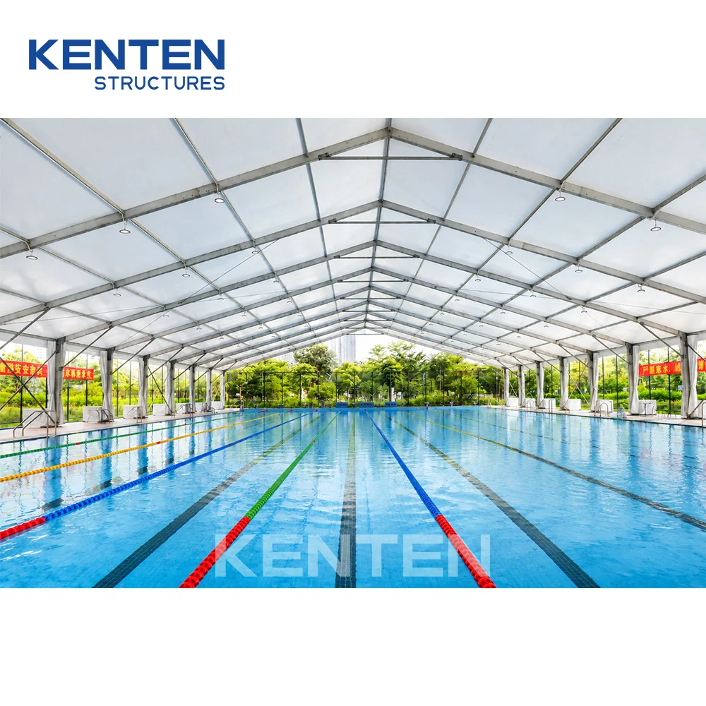 KENTEN High Quality Aluminum Frame Pvc Pool Roof Swimming Canopy Hard Cover Enclosed Cover Outdoor Sports Tent for Swimming Pool