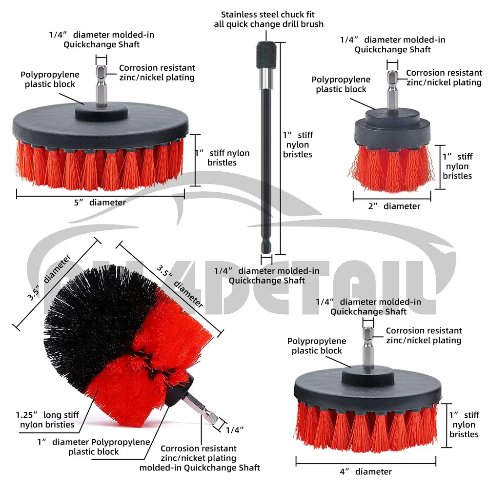 21pcs Car Wash Cleaning Tools Kit Car Red Drill Brush Set Mitt Towels