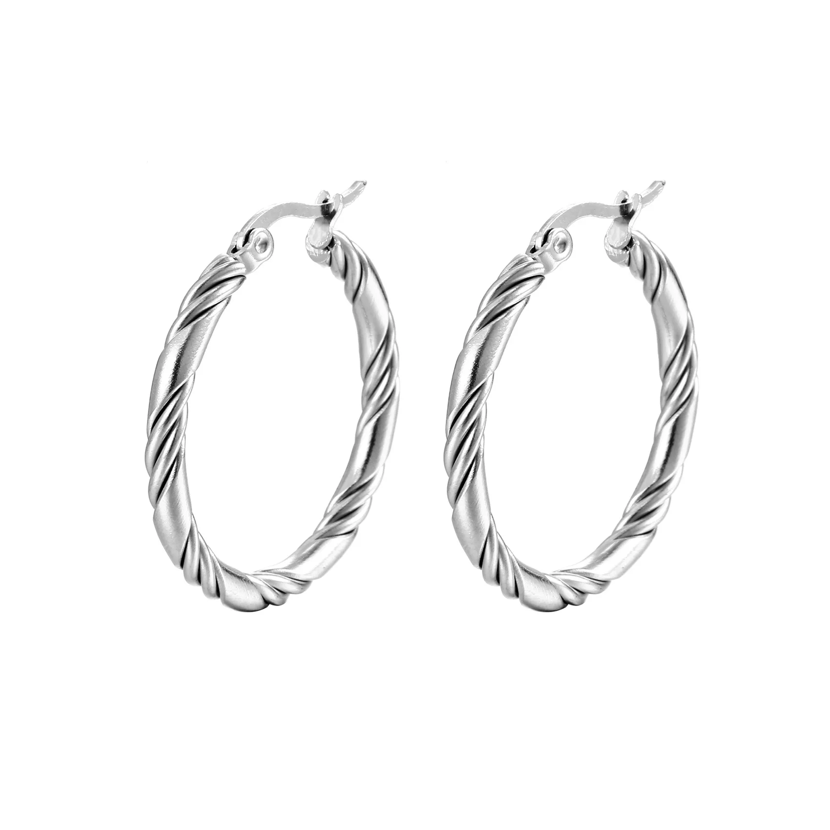 Stainless Steel Jewelry 18k Real Gold Plating Hoop Earrings Thick