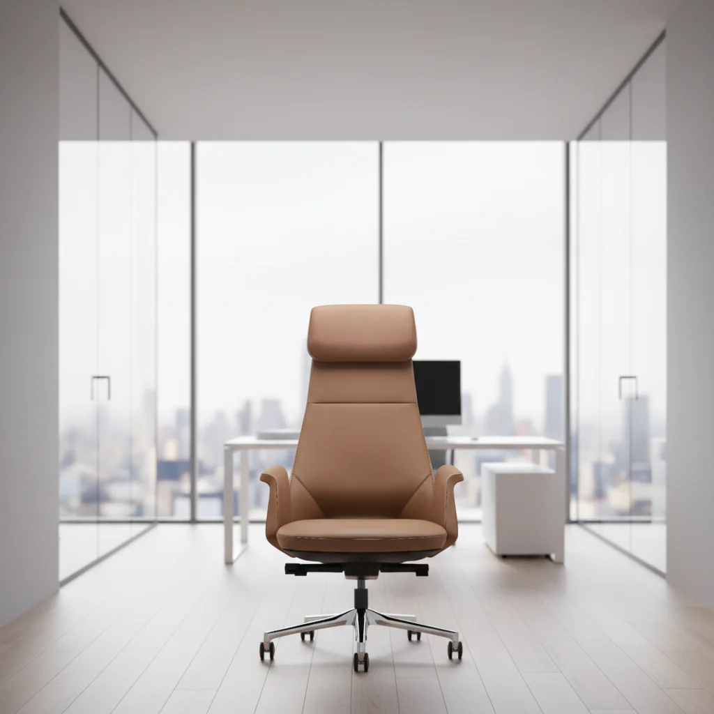 High-end Modern Leather Ergonomic Executive Chair with Adjustable Height Aluminium Base 6