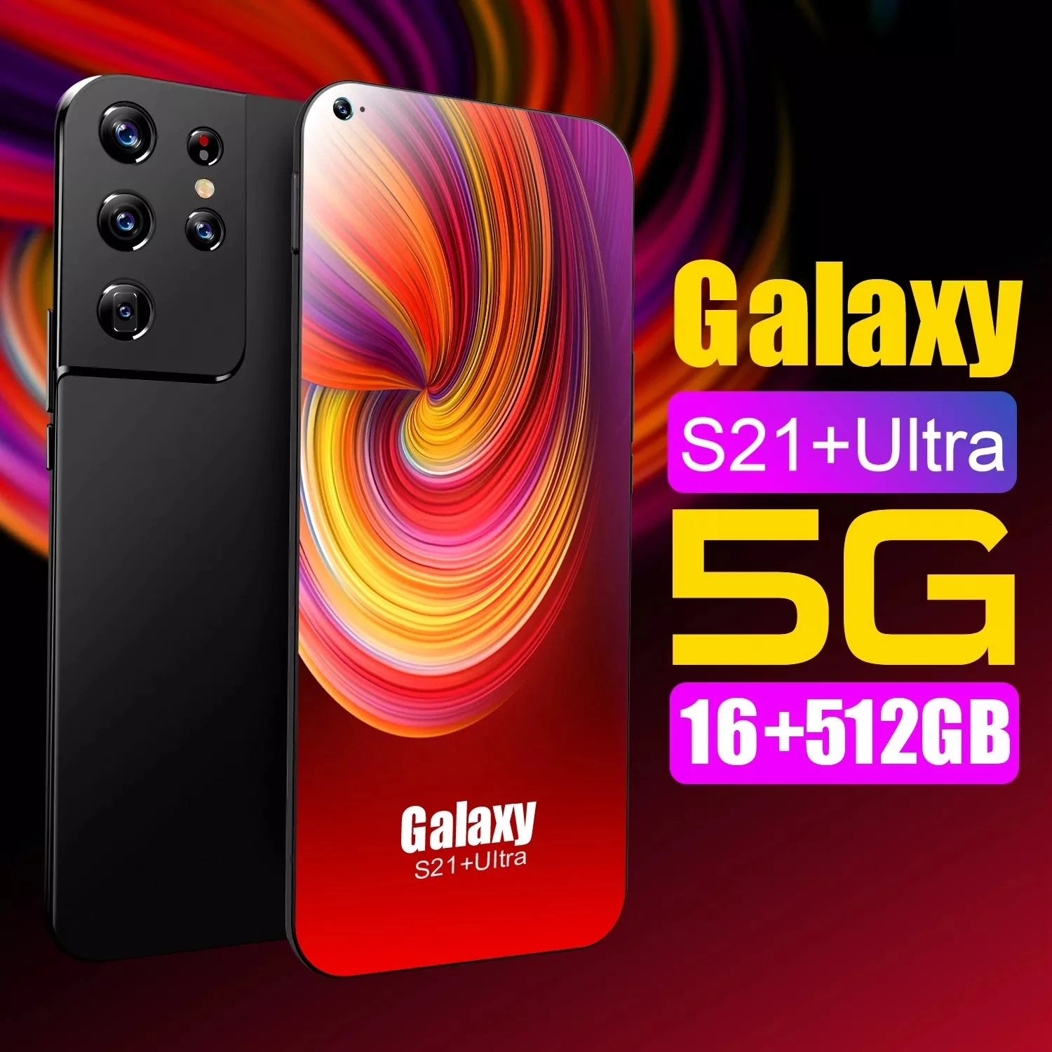 5G Galaxy S21+Ultra smartphone with 7.3-inch Screen RAM 16GB & RAM 512GB  Battery capacity 6800 mAh (Black/Green/ gold/blue)